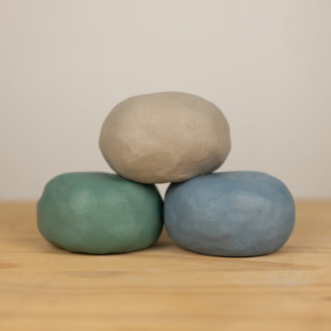Colored Stoneware 3 Pack: Slate Blue, Teal, Natural White