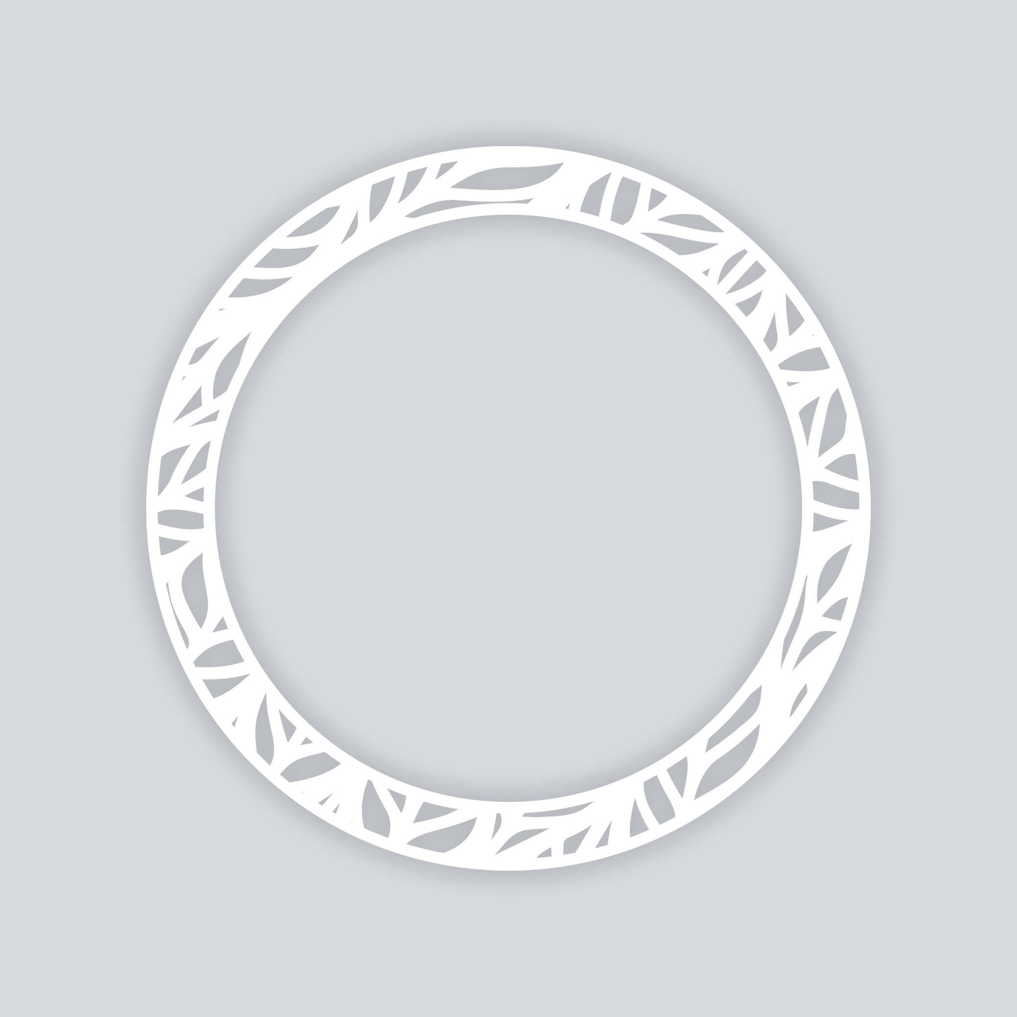 Feather Leaves Circle Rim Clay Stencil